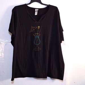 A Khol's Women's Plus Sized Top Metallic Studded Cocktail Glass Sparkly 4X